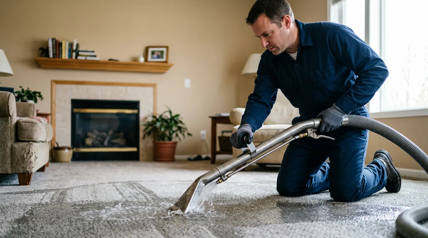 Water damage restoration technician working near Prairieton, IN
